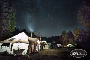Sleep under the spectacular Milky Way deep in the backcountry. Epic Adventures operates premium, wood-heated wall tent camps right in the heart of trophy Maine moose country.